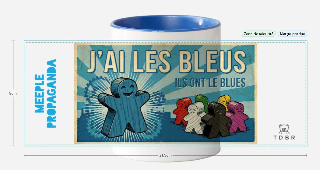 Mug "Meeple propaganda" bleu